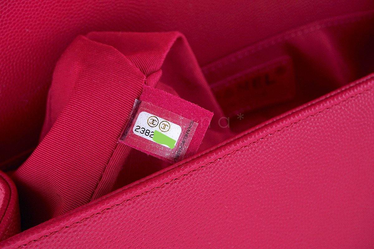 NWT 17P Chanel Caviar Fuchsia Pink Boy Classic Flap, Medium Bag - Image 12