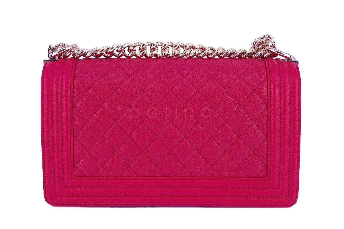 NWT 17P Chanel Caviar Fuchsia Pink Boy Classic Flap, Medium Bag - Image 5