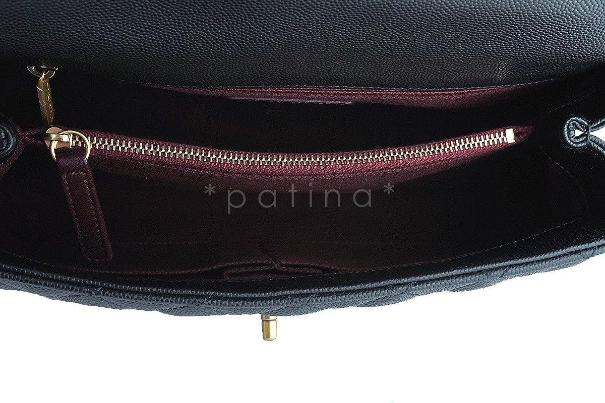 NWT 17S Chanel Black Caviar Coco Handle Shoulder Flap Kelly 2-Way Tote Bag - Image 10