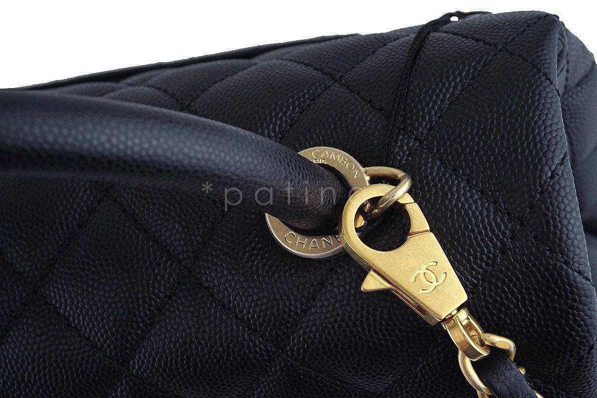 NWT 17S Chanel Black Caviar Coco Handle Shoulder Flap Kelly 2-Way Tote Bag - Image 8