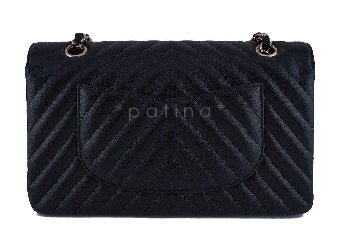 NWT 17S Chanel Black Chevron Medium Classic 2.55 Double Flap Bag GHW - Image 5