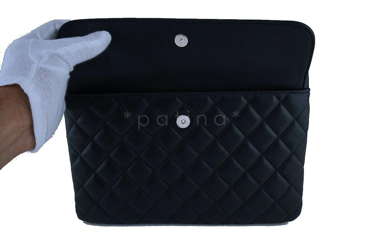 NWT 17S Chanel Black Classic Quilted O Case Flap Clutch Purse Bag - Image 3