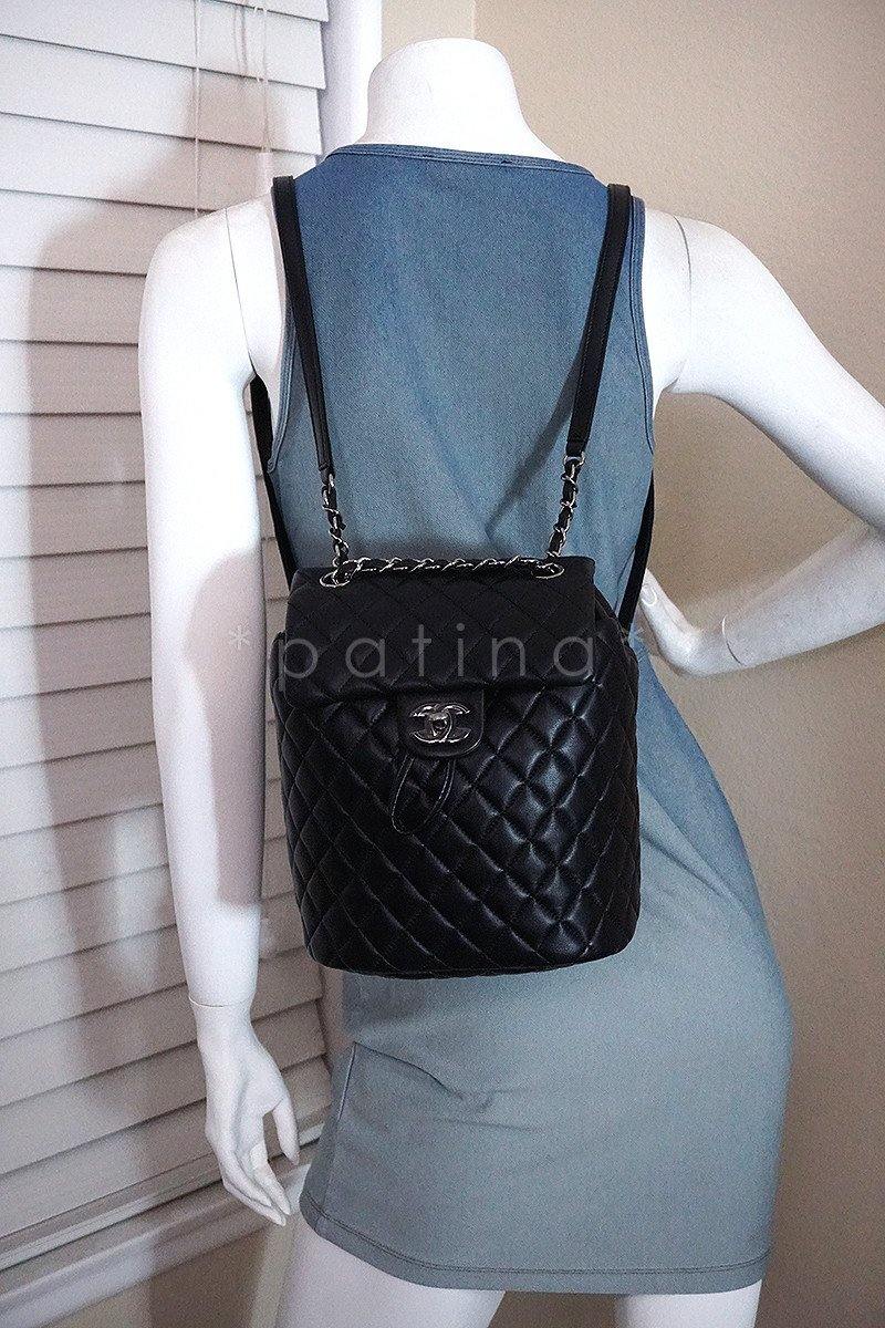 New 17S Chanel Black Classic Quilted Urban Spirit Backpack Bag RHW - Image 13