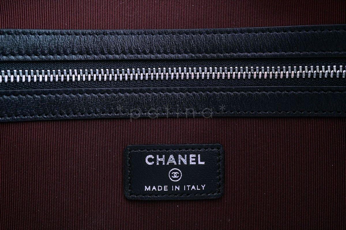 NWT 17S Chanel Large Black Lambskin Classic Quilted O Case Clutch Purse Bag - Image 6
