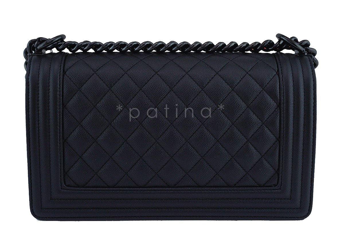 NWT 17S Chanel So Black Caviar Boy Classic Flap, Medium Bag - Image 5