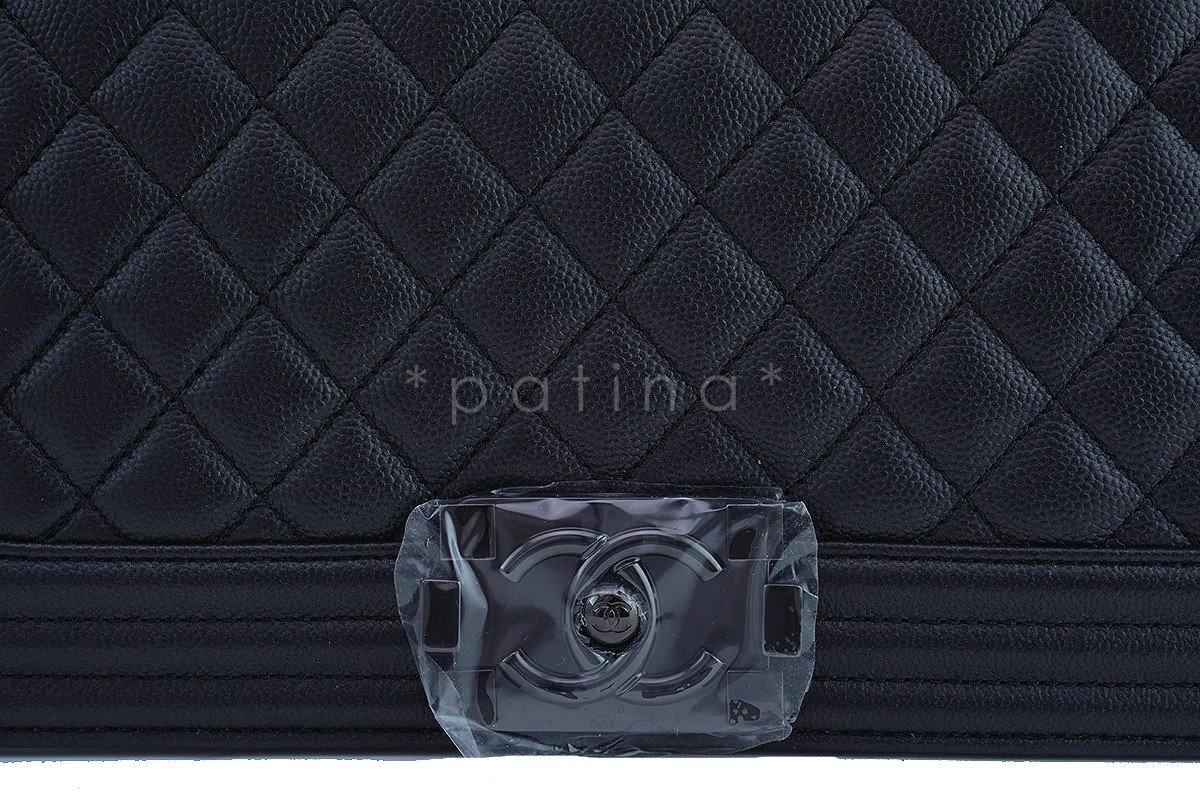 NWT 17S Chanel So Black Caviar Boy Classic Flap, Medium Bag - Image 7