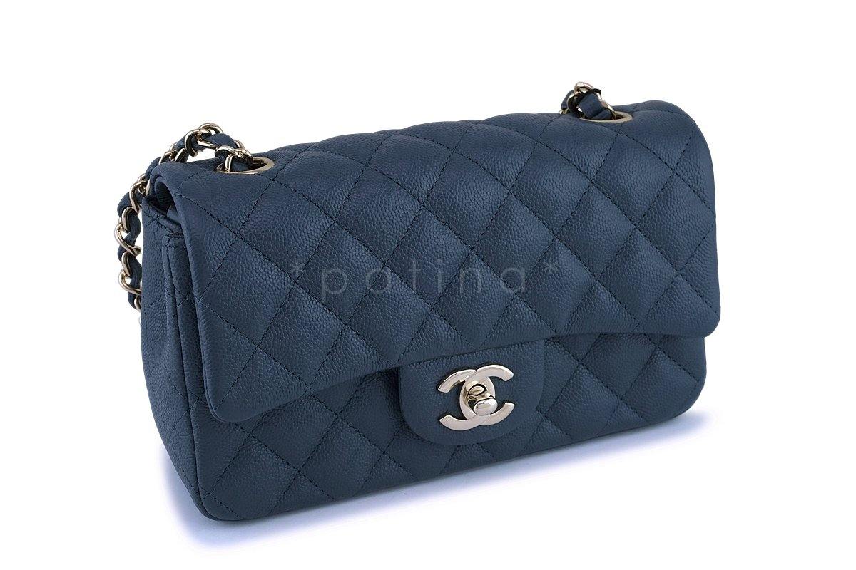 NWT 18B Chanel Gray Caviar Rectangular Mini Flap Bag GHW - Image 3