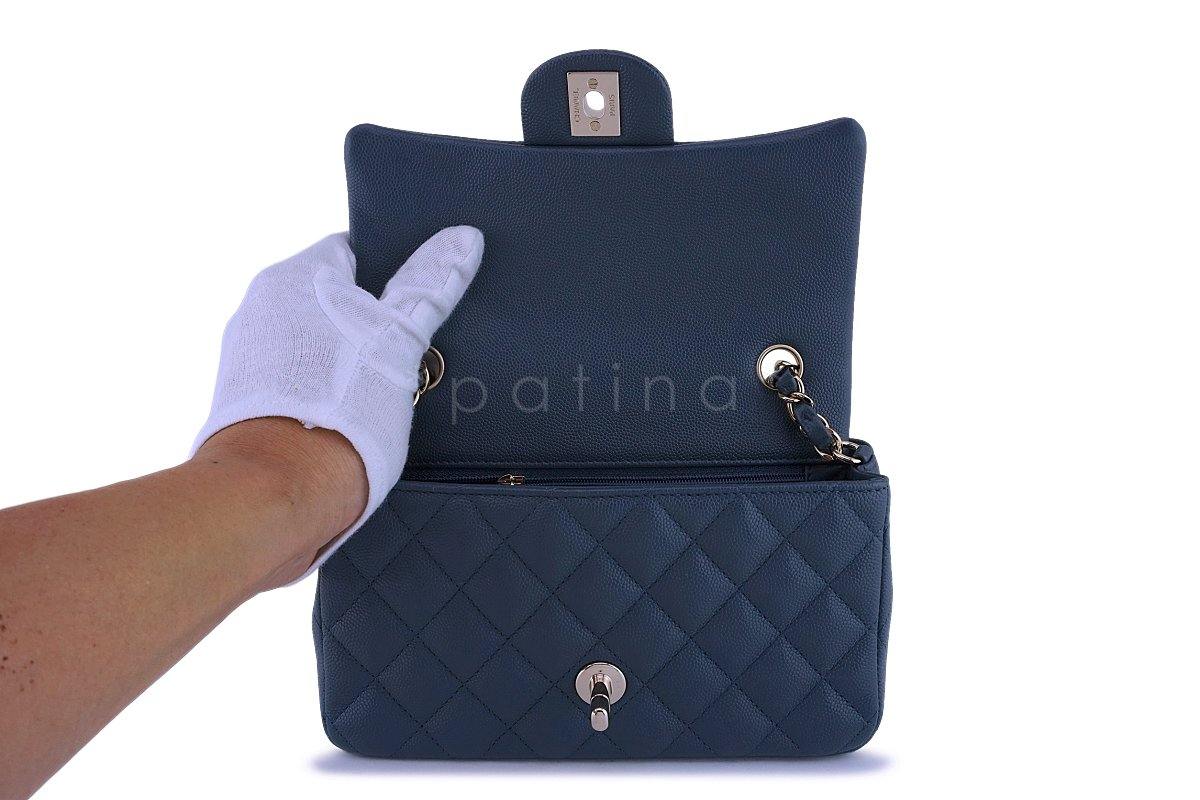 NWT 18B Chanel Gray Caviar Rectangular Mini Flap Bag GHW - Image 9