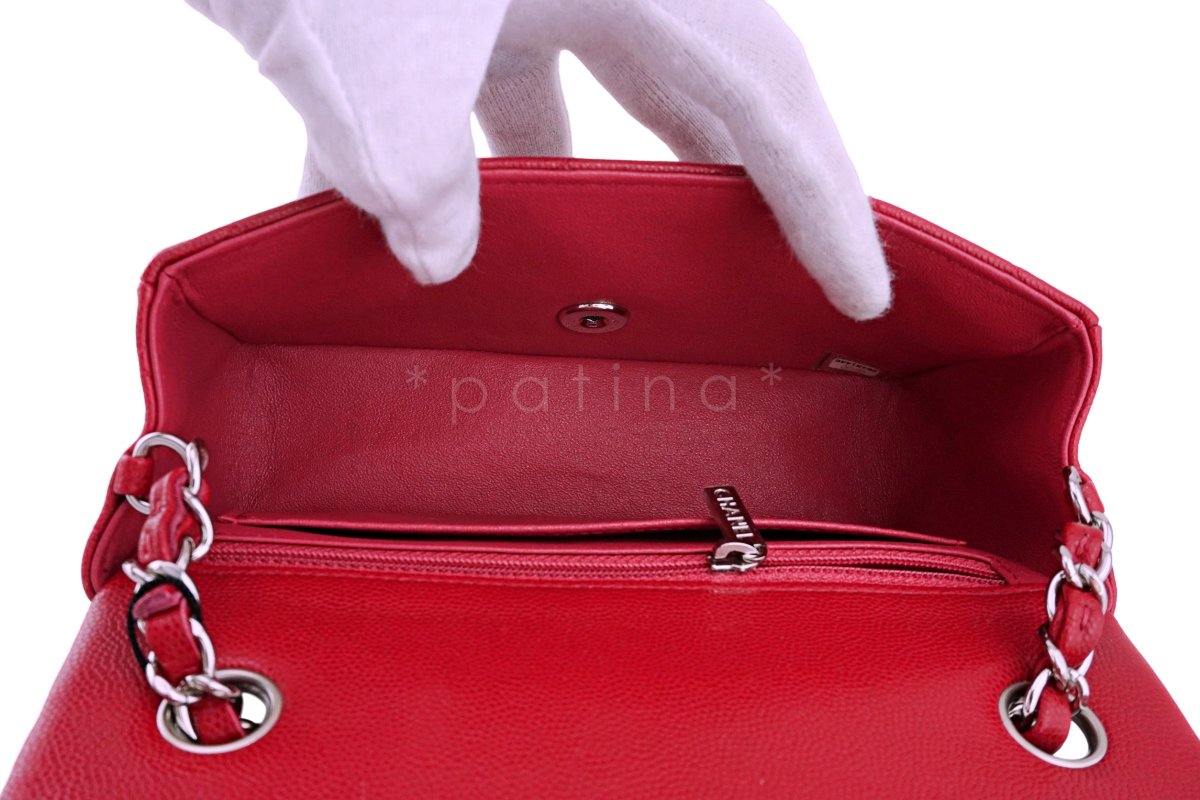 NWT 18B Chanel Pink Red Caviar Rectangular Mini Classic Flap Bag - Image 10