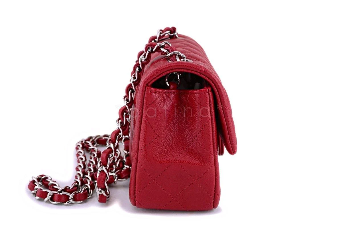 NWT 18B Chanel Pink Red Caviar Rectangular Mini Classic Flap Bag - Image 4