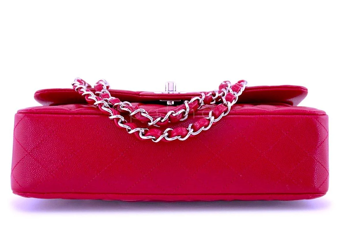 NWT 18B Chanel Red-Pink Caviar Medium Classic Double Flap Bag SHW - Image 6