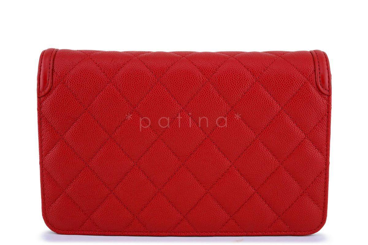 NIB 18P Chanel Red Caviar Filigree WOC Wallet on Chain Flap Bag - Image 5