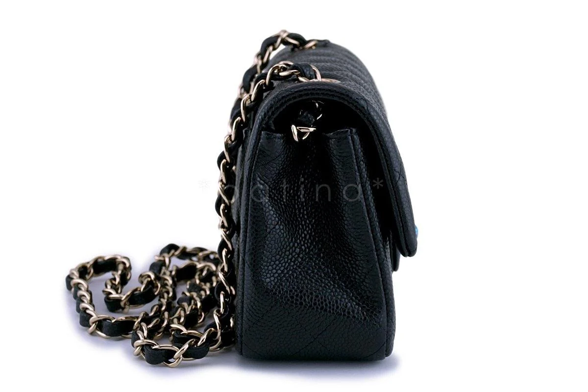 NWT 18S Chanel Black Caviar Classic Quilted Rectangular Mini Flap Bag - Image 4