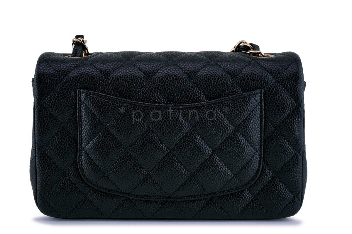 NWT 18S Chanel Black Caviar Classic Quilted Rectangular Mini Flap Bag - Image 5