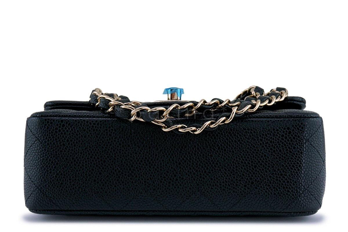 NWT 18S Chanel Black Caviar Classic Quilted Rectangular Mini Flap Bag - Image 6