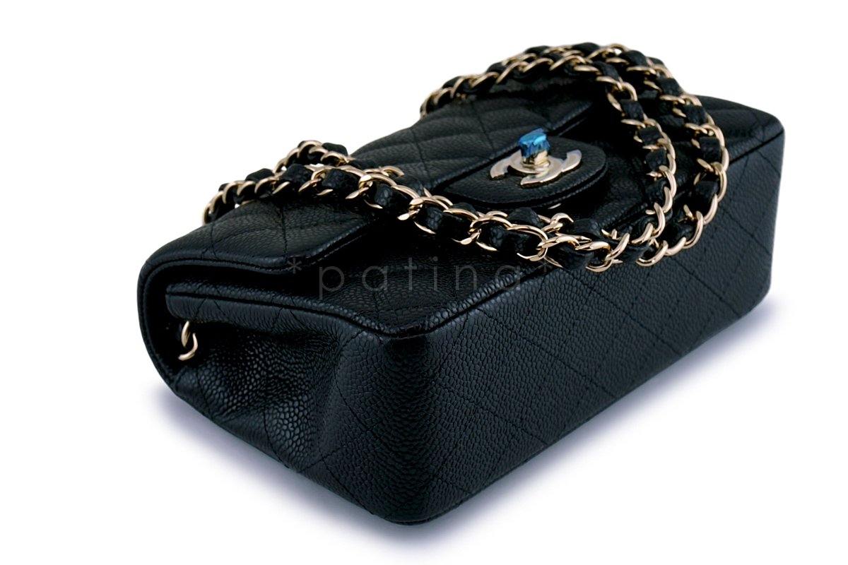 NWT 18S Chanel Black Caviar Classic Quilted Rectangular Mini Flap Bag - Image 7