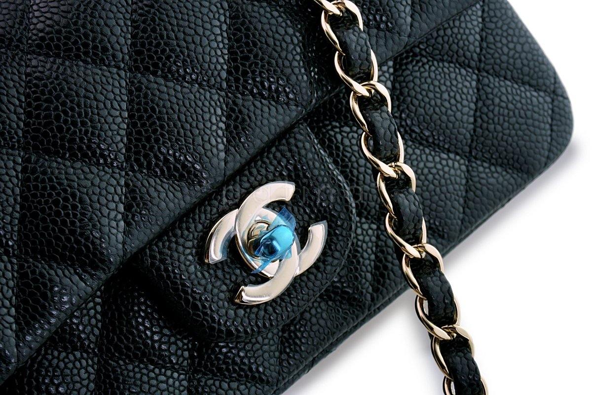 NWT 18S Chanel Black Caviar Classic Quilted Rectangular Mini Flap Bag - Image 8