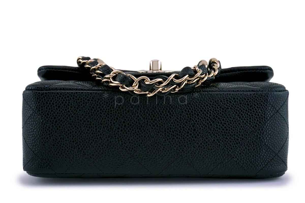 NWT 18S Chanel Black Caviar Classic Rectangular Mini Flap Bag GHW - Image 6