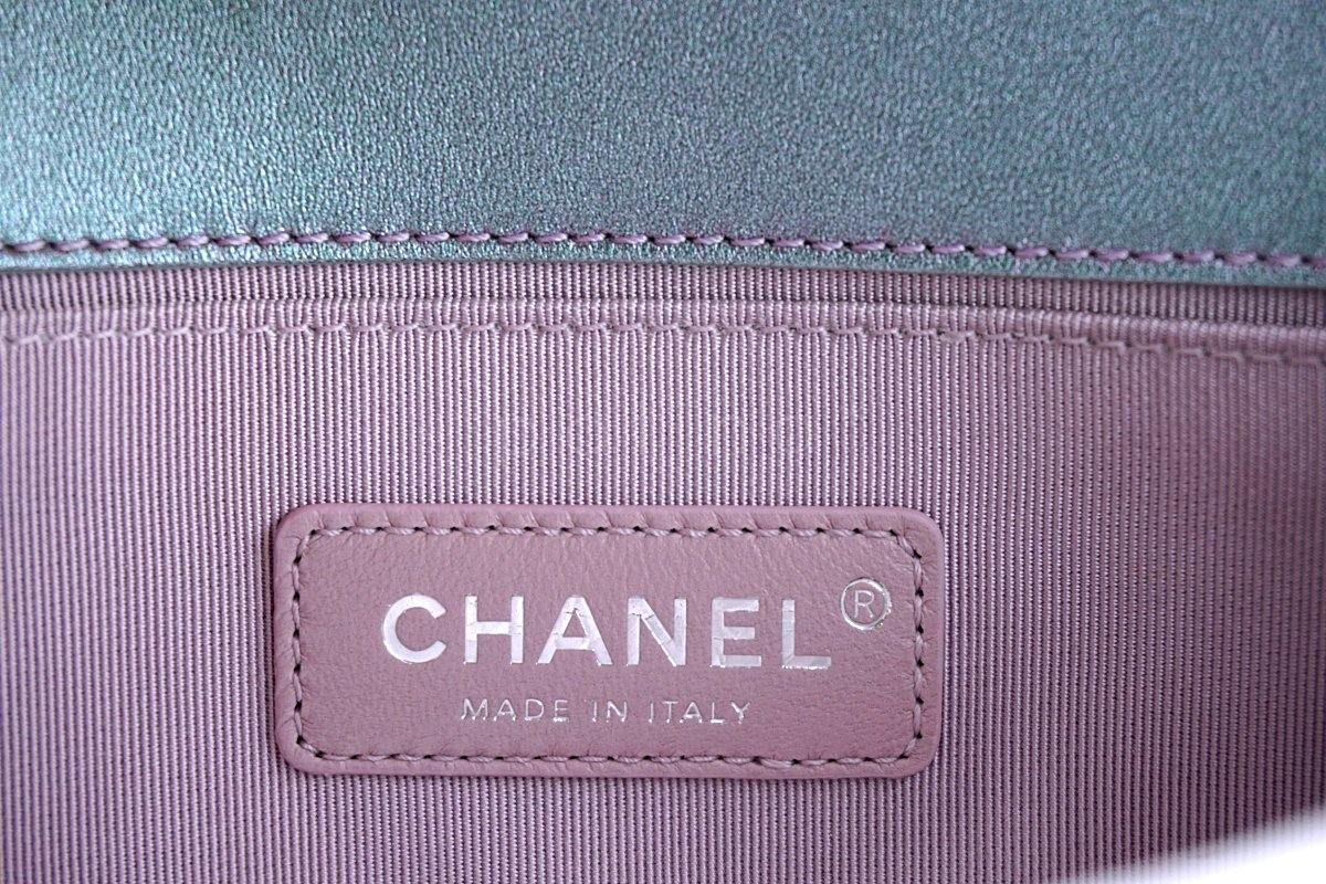 NWT 18S Chanel Purple Patent Mermaid Rainbow Classic Small Boy Flap Bag - Image 10