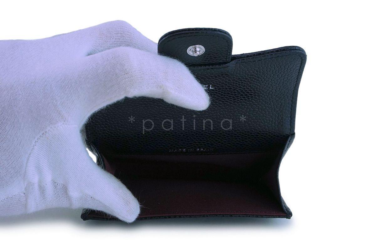 NIB Chanel Black Caviar Classic Card Holder Wallet Case SHW - Image 5