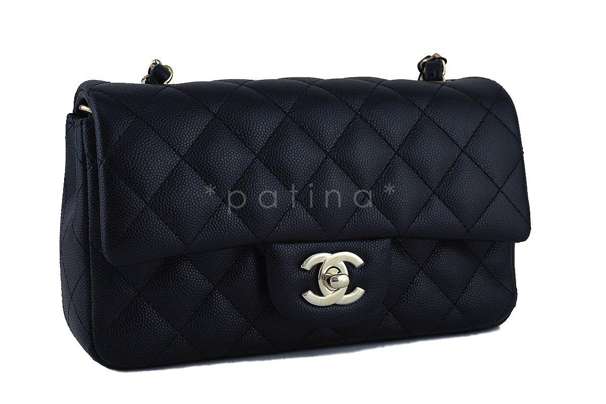 NWT Chanel Black Caviar Classic Quilted Rectangular Mini 2.55 Flap Bag GHW - Image 3