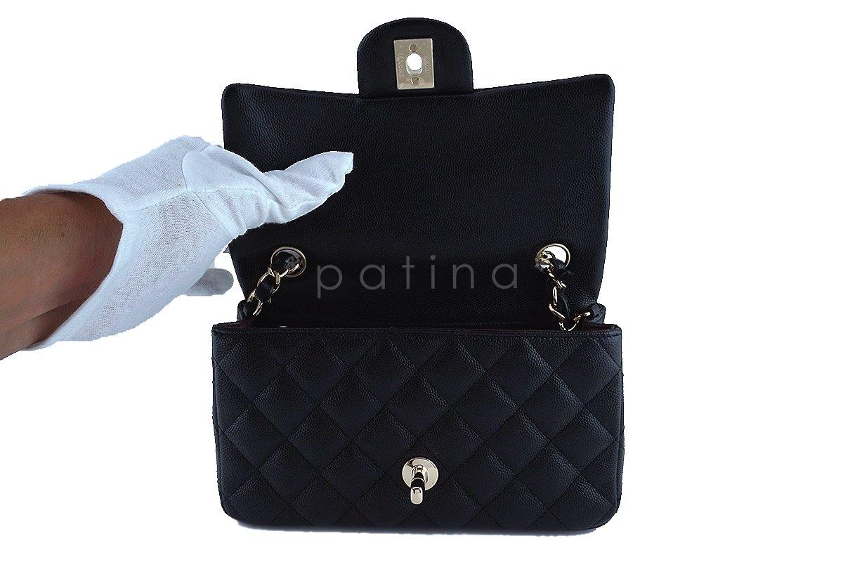 NWT Chanel Black Caviar Classic Quilted Rectangular Mini 2.55 Flap Bag GHW - Image 9