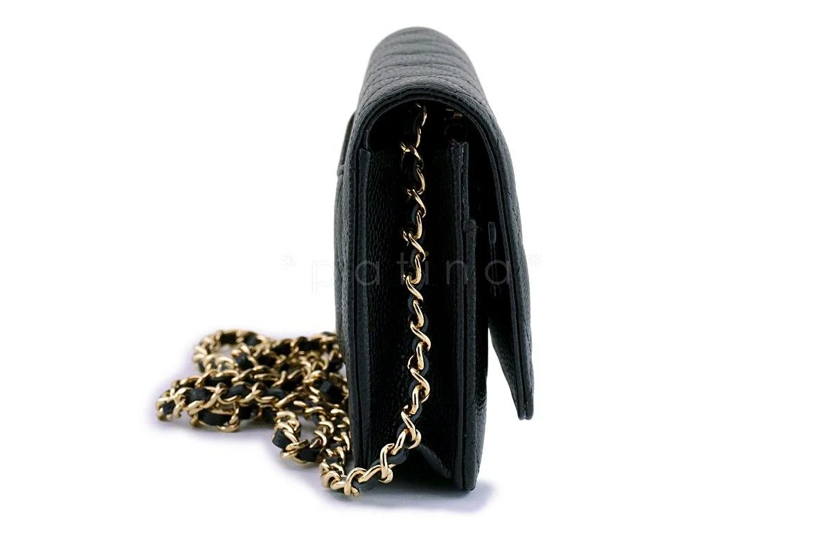 NWT Chanel Black Caviar Classic Quilted WOC Wallet on Chain Flap Bag GHW - Image 4