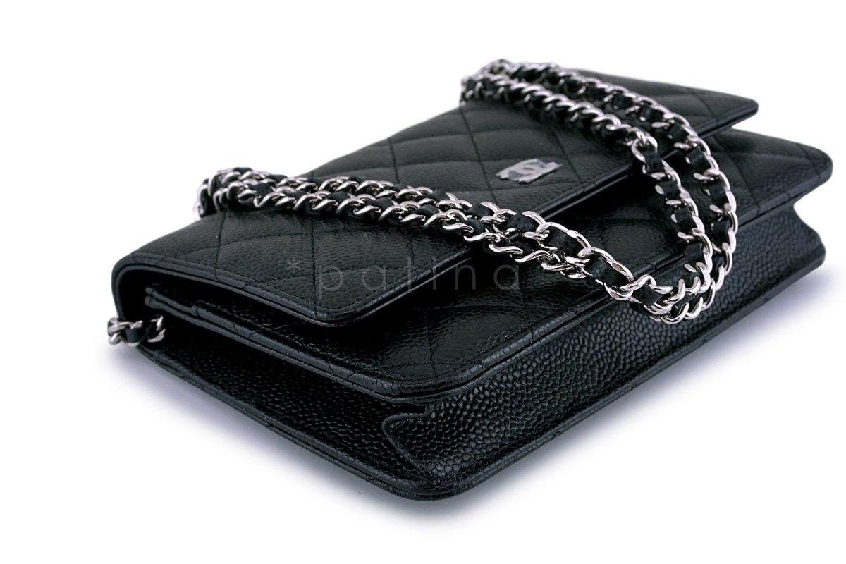 NWT Chanel Black Caviar Classic Quilted WOC Wallet on Chain Flap Bag SHW - Image 6