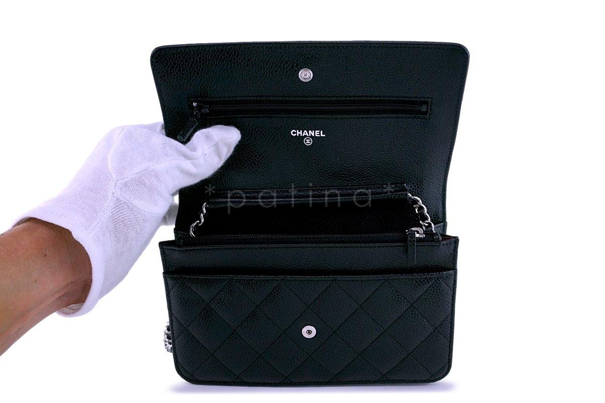 NWT Chanel Black Caviar Classic Quilted WOC Wallet on Chain Flap Bag SHW - Image 8