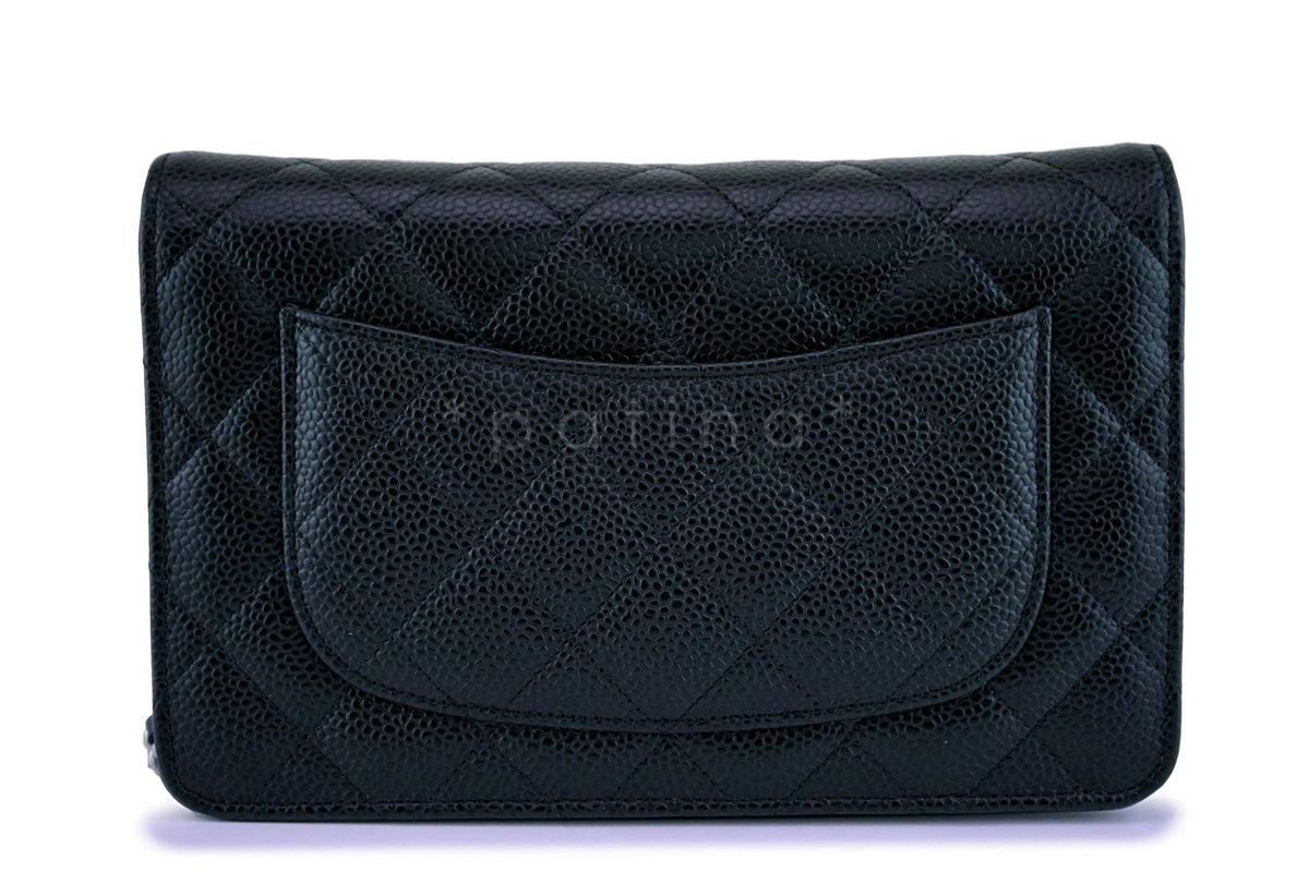 NWT Chanel Black Caviar Classic Quilted WOC Wallet on Chain Flap Bag SHW - Image 5