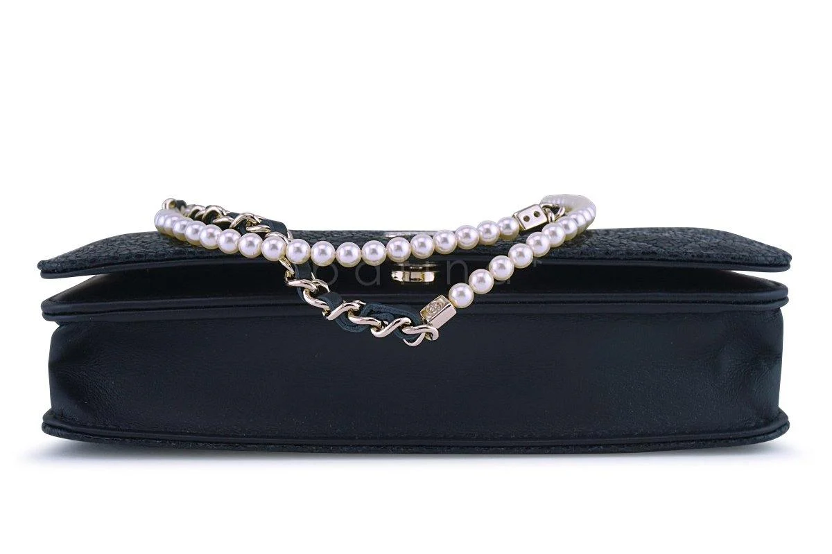 NWT Chanel Black Rare Fantasy Pearls Wallet on Chain WOC Flap Bag - Image 6