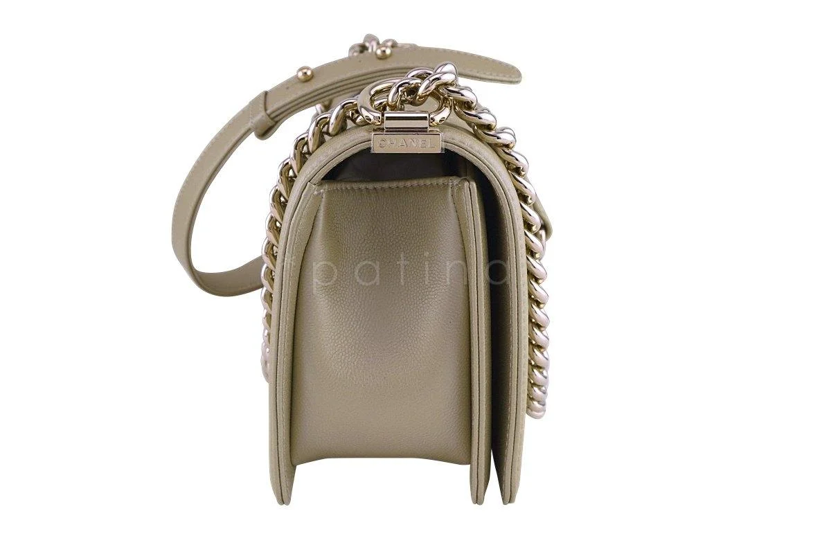 NWT Chanel Gold Caviar Medium Classic Boy Flap Bag - Image 4