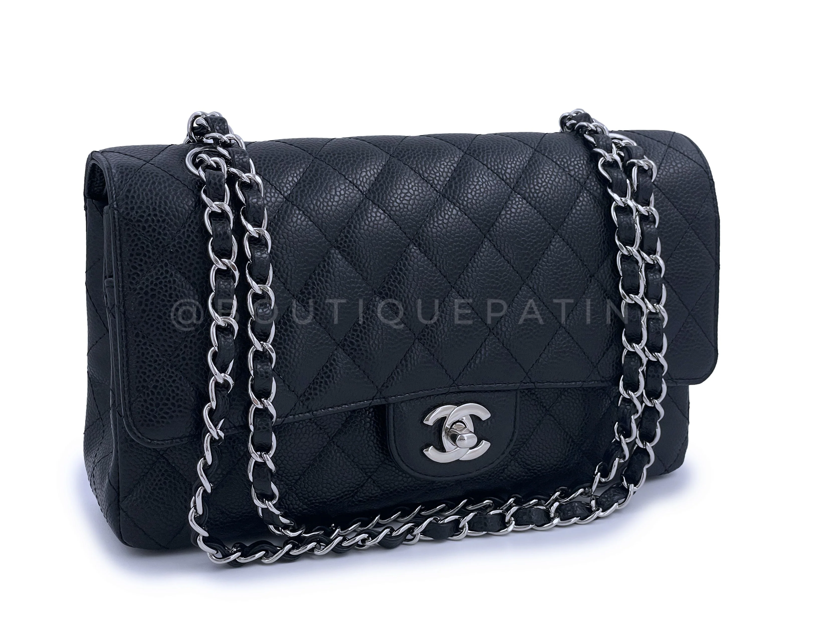 Pristine 2009 Chanel Black Caviar Medium Classic Double Flap Bag SHW - Image 2
