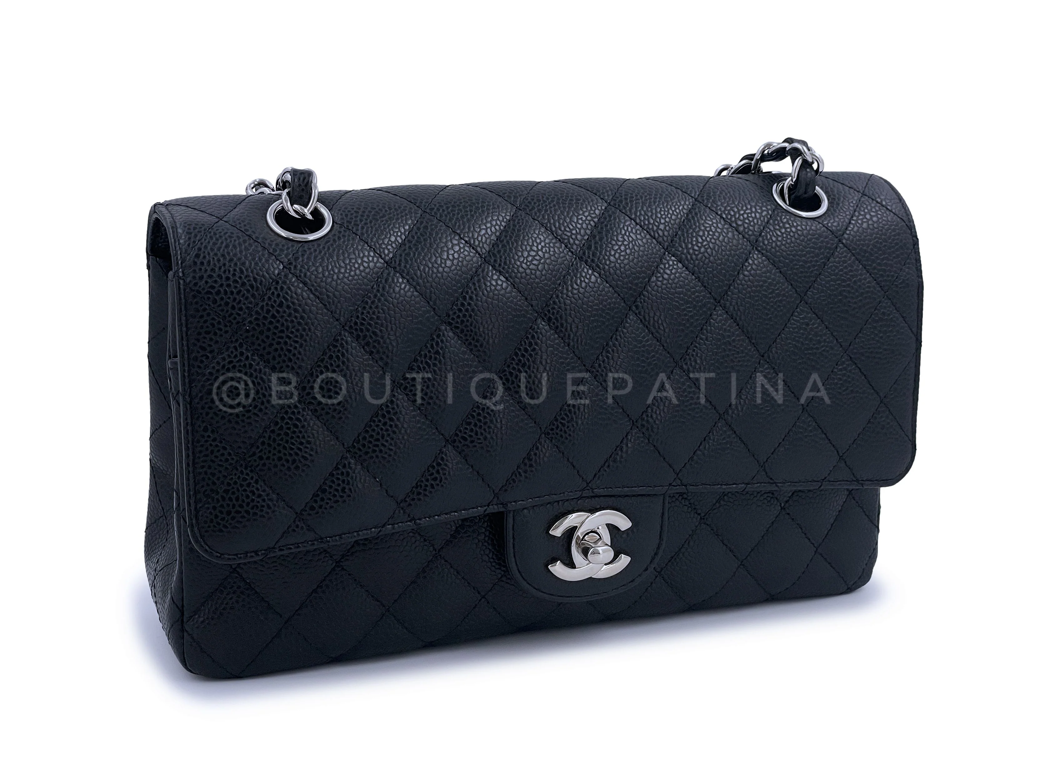 Pristine 2009 Chanel Black Caviar Medium Classic Double Flap Bag SHW - Image 3