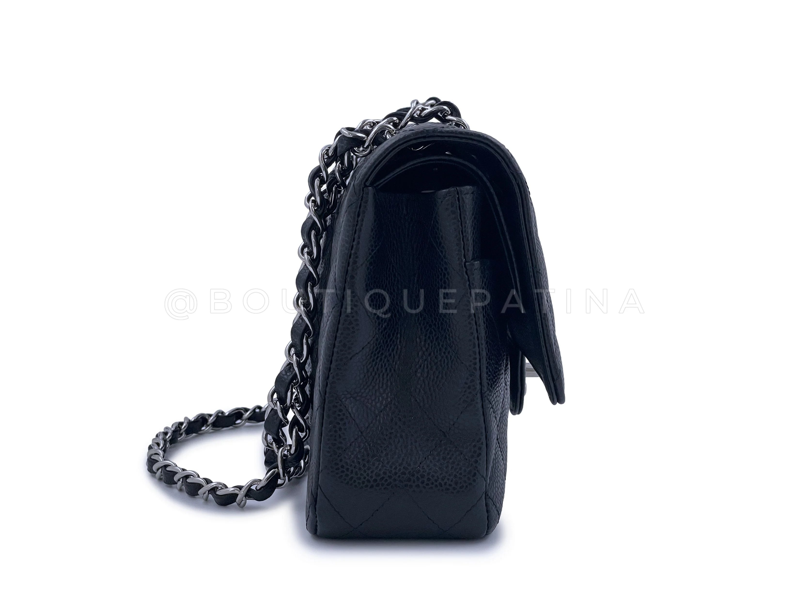 Pristine 2009 Chanel Black Caviar Medium Classic Double Flap Bag SHW - Image 4