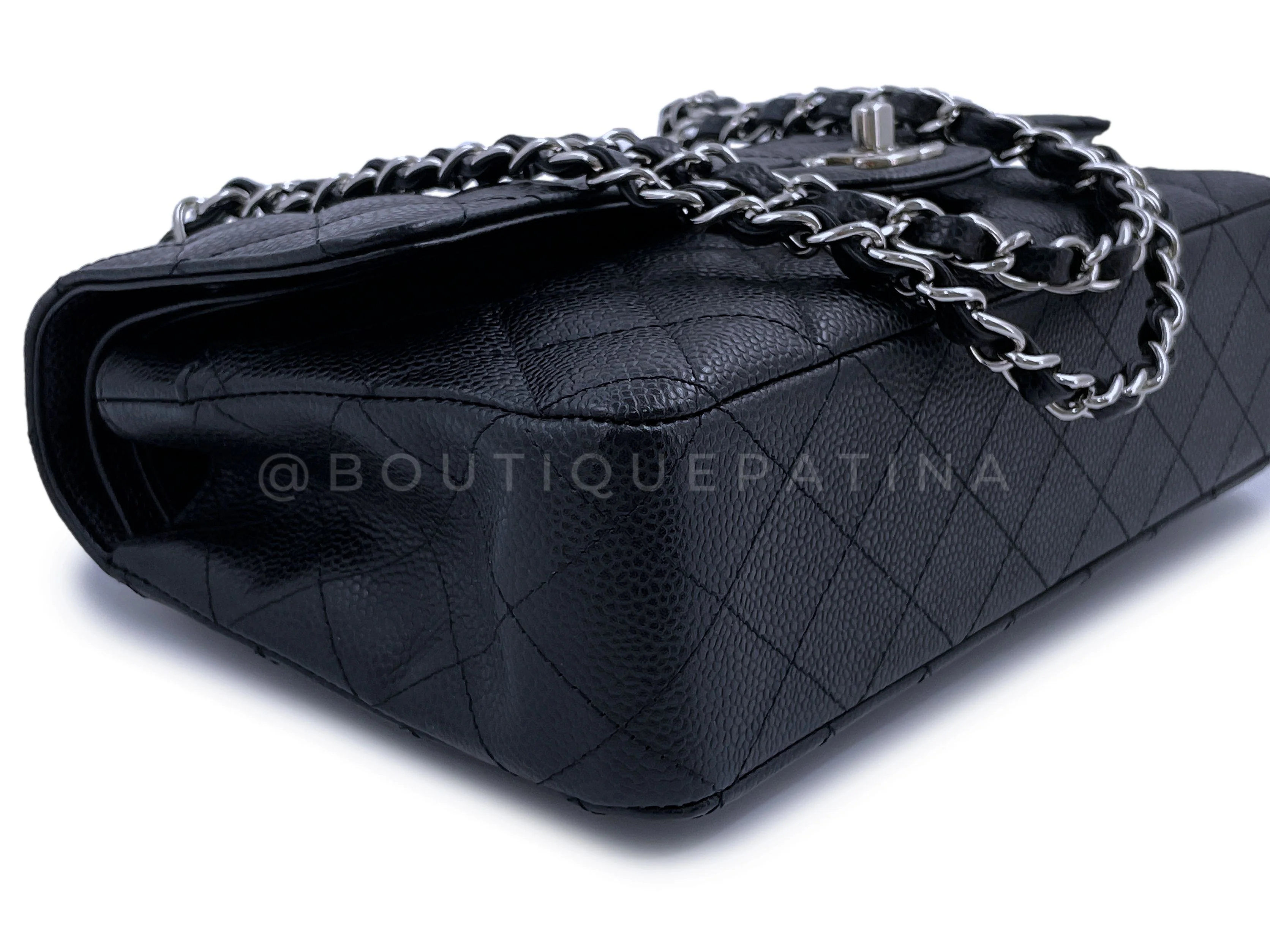 Pristine 2009 Chanel Black Caviar Medium Classic Double Flap Bag SHW - Image 7