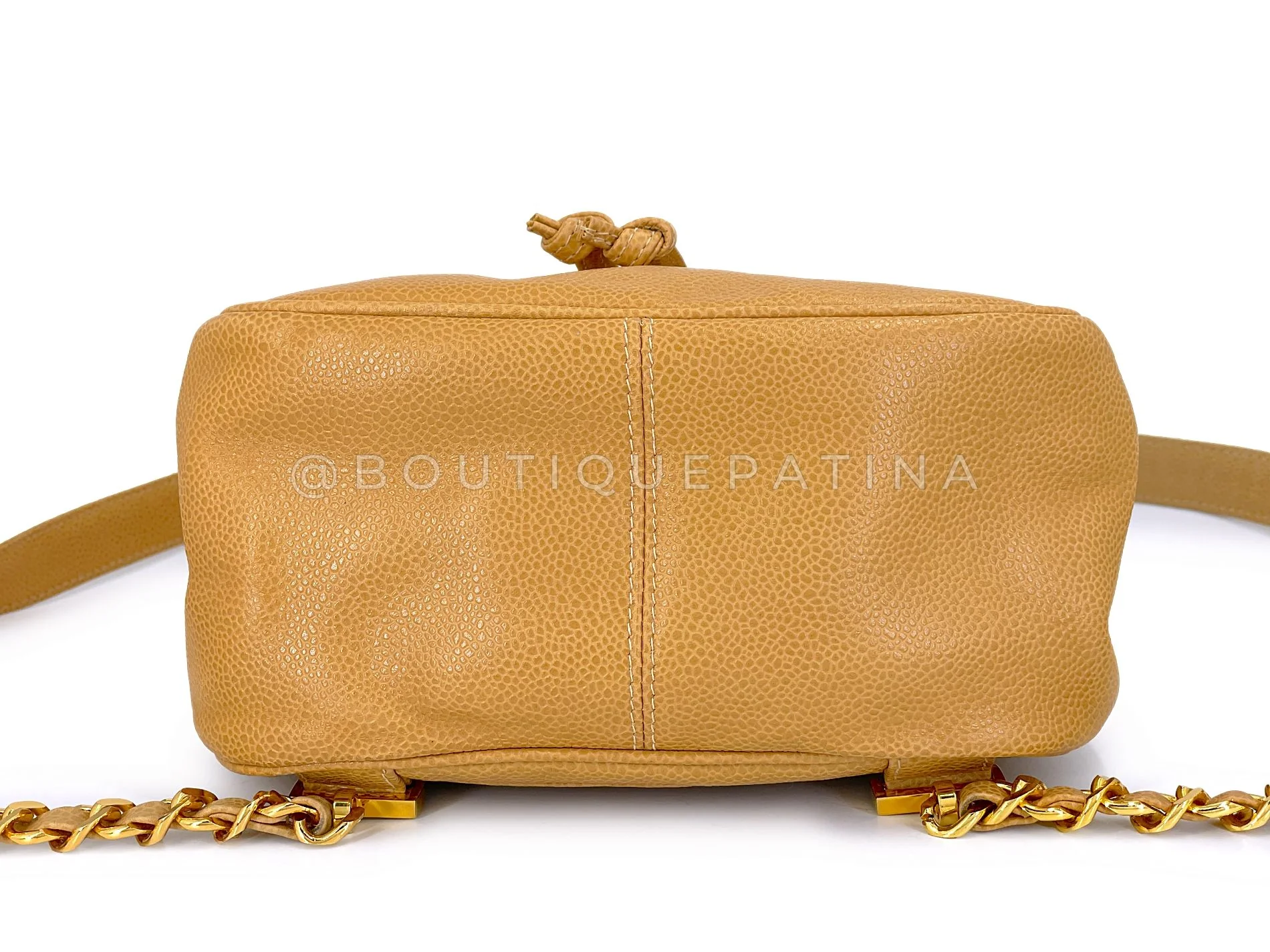 Pristine Chanel 1994 Vintage Camel Beige Caviar Small Backpack Bag 24k GHW QKX - Image 5
