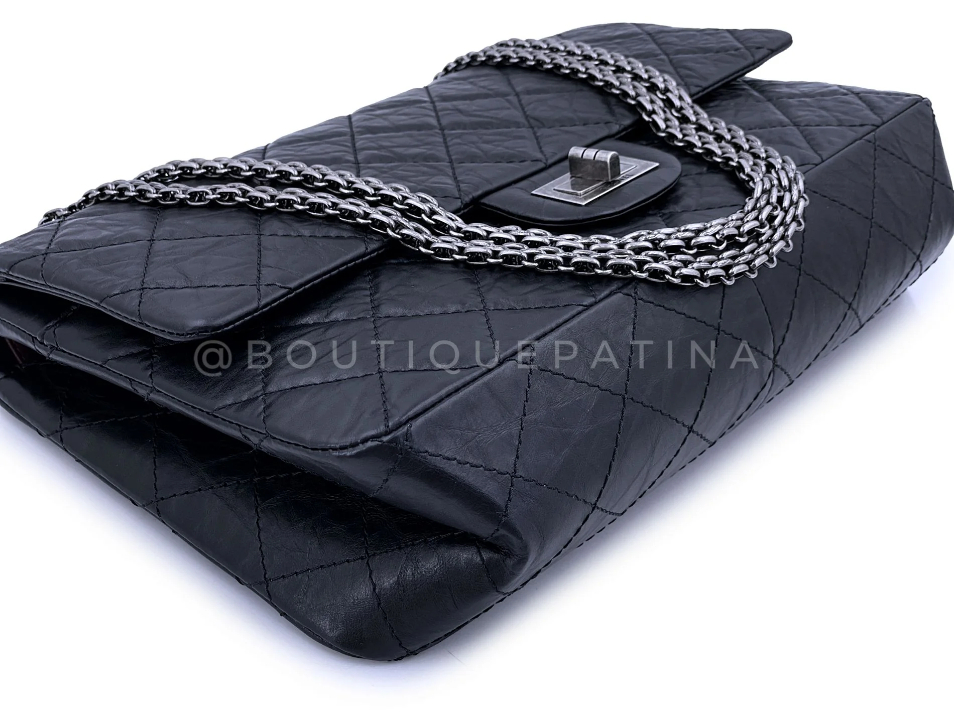 Pristine Chanel 2009 Vintage Black Reissue 227 2.55 Large Flap Bag RHW P3L - Image 7