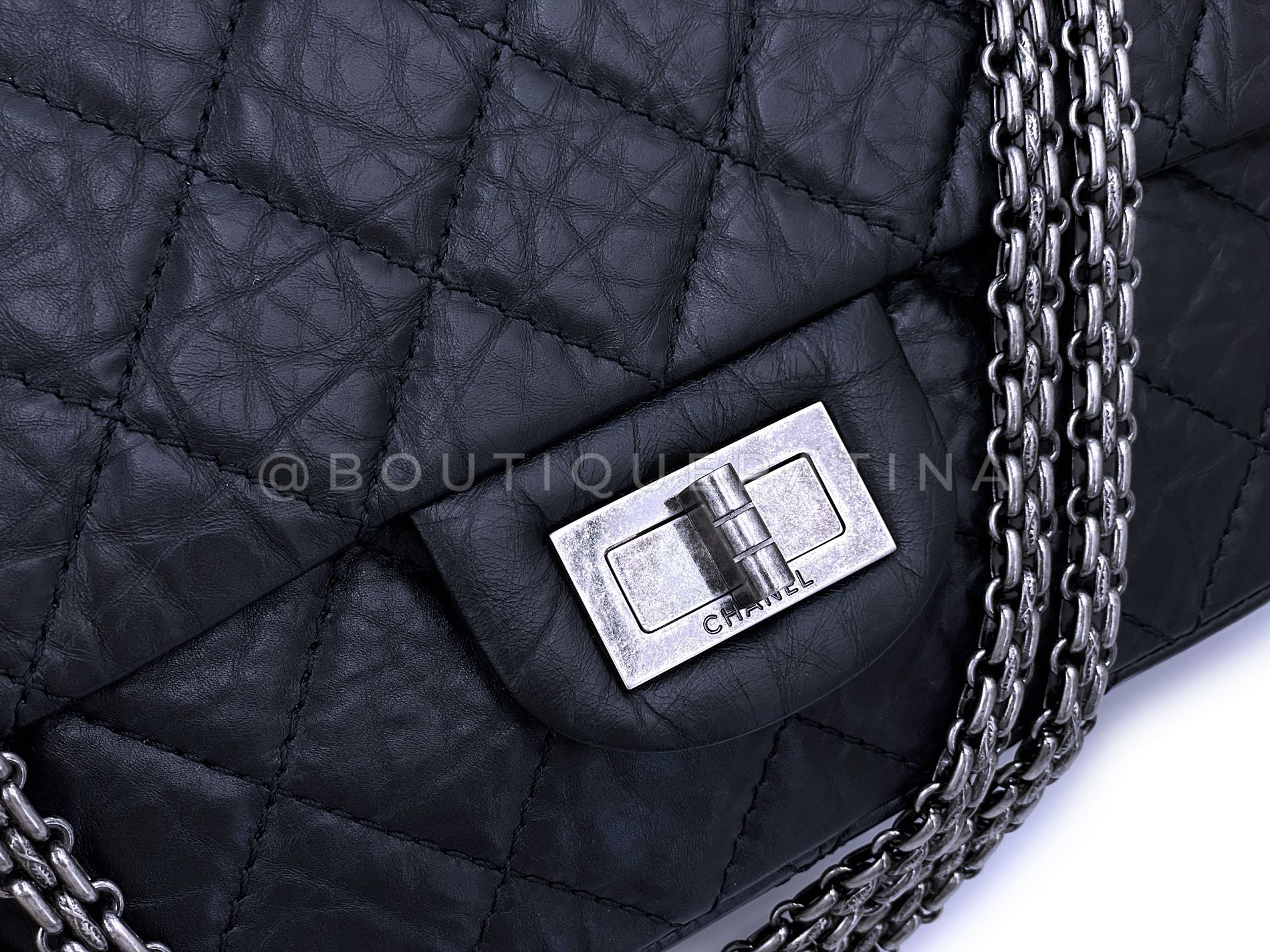 Pristine Chanel 2009 Vintage Black Reissue 227 2.55 Large Flap Bag RHW P3L - Image 8
