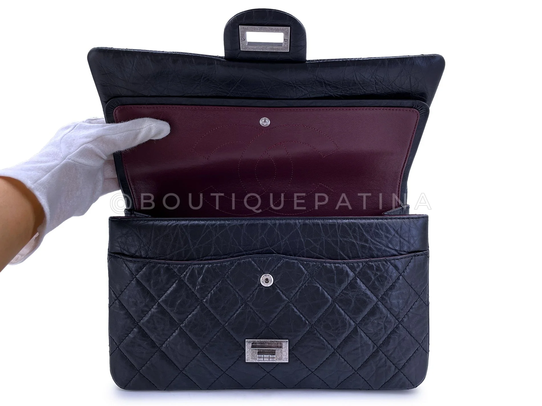 Pristine Chanel 2009 Vintage Black Reissue 227 2.55 Large Flap Bag RHW P3L - Image 9