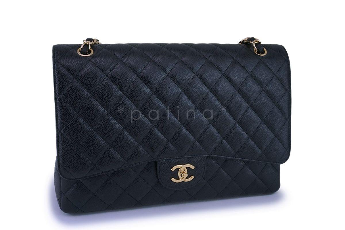 Pristine Chanel Black Caviar Maxi "Jumbo XL" Classic Flap Bag GHW - Image 3
