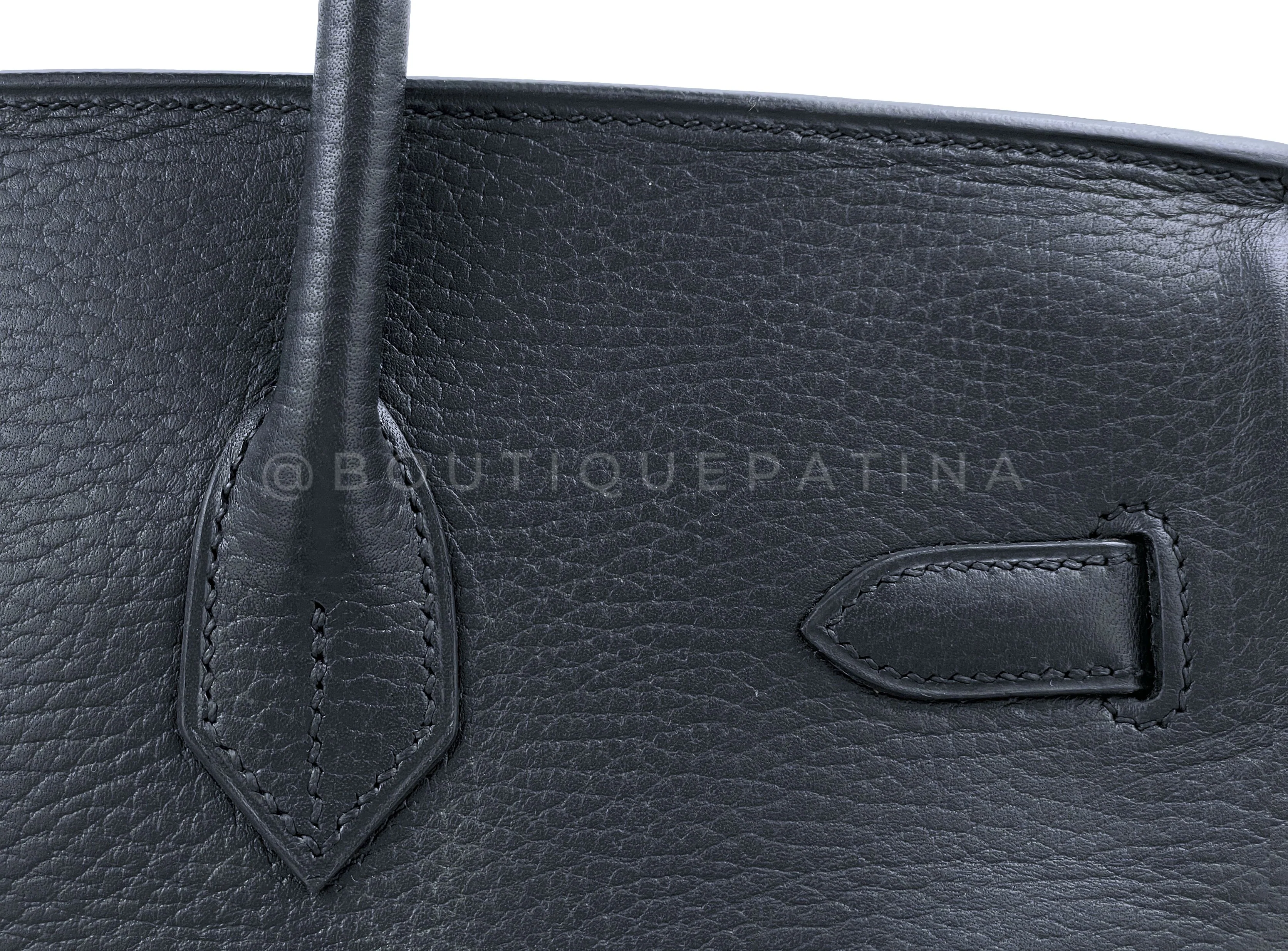 Pristine Hermes Black Birkin 35 Bag Ardennes Tote 24k GHW - Image 15