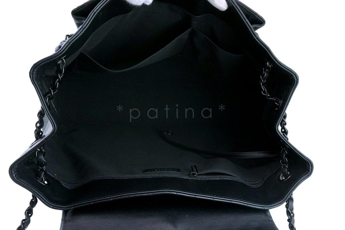 Rare 15S Chanel So Black Chevron Classic Large Shopper Flap Tote Bag 2ON - Image 9