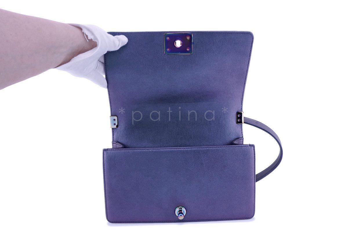 Rare 16C Chanel Rainbow Mermaid Purple Iridescent Medium Boy Bag - Image 8