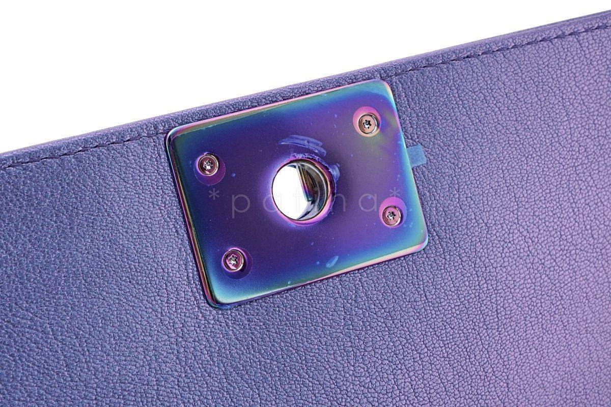 Rare 16C Chanel Rainbow Mermaid Purple Iridescent Medium Boy Bag - Image 9