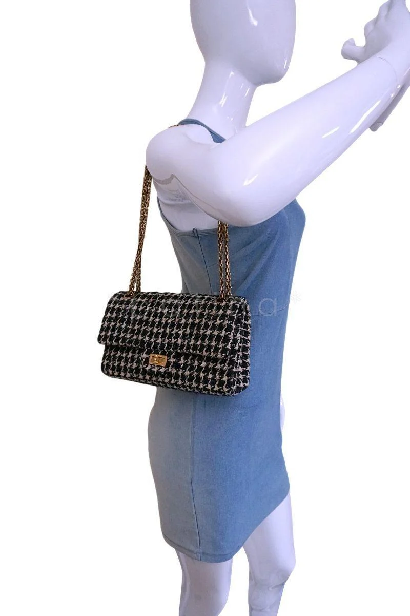 Rare 2015 Chanel Houndstooth Tweed 2.55 Reissue Classic Flap Bag Small/Medium 225 - Image 14