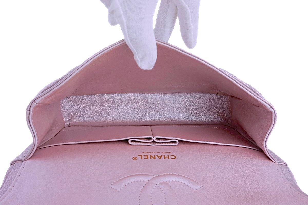 Rare Chanel 14B Rose Gold Metallic Pink Goatskin Classic Double Flap Bag - Image 10