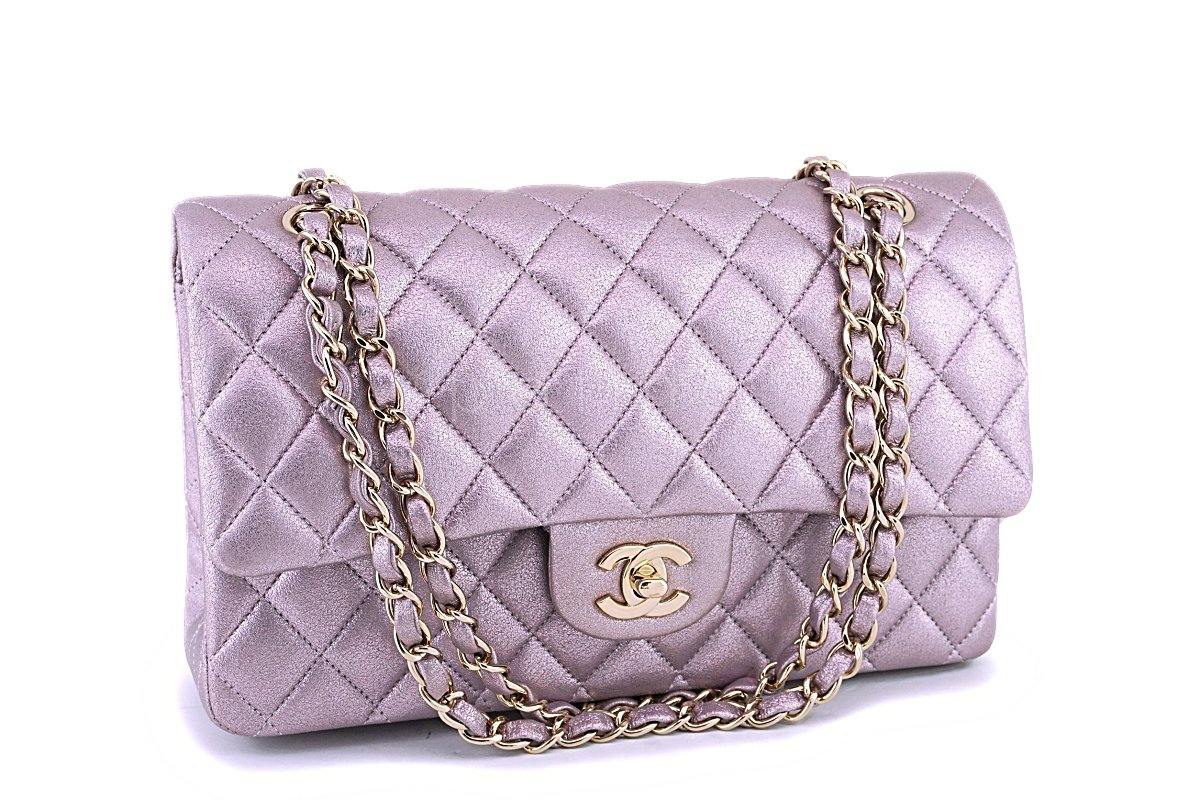 Rare Chanel 14B Rose Gold Metallic Pink Goatskin Classic Double Flap Bag - Image 2