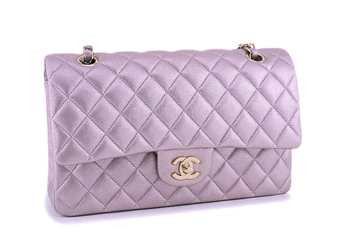 Rare Chanel 14B Rose Gold Metallic Pink Goatskin Classic Double Flap Bag - Image 3