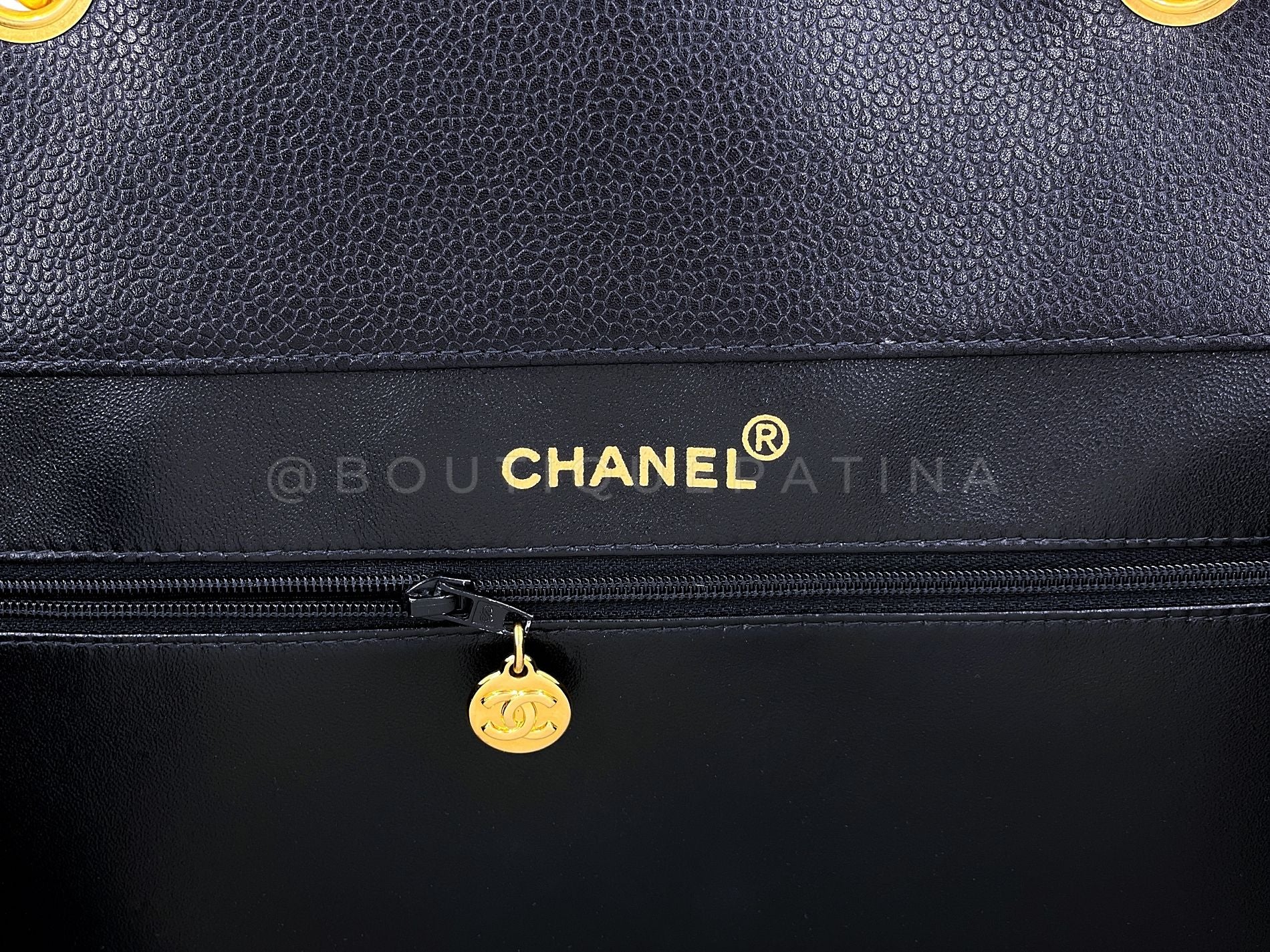 Rare Chanel 1996 Vintage Black Caviar Chunky Chain "OG" GST Tote Bag 24k GHW SLL - Image 11